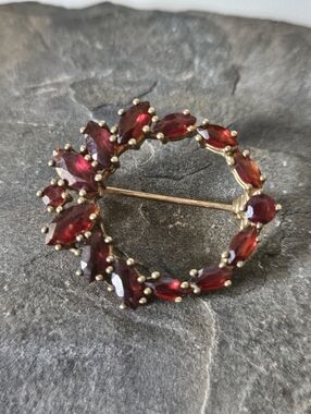 Vintage 9K Bohemian Garnet Brooch